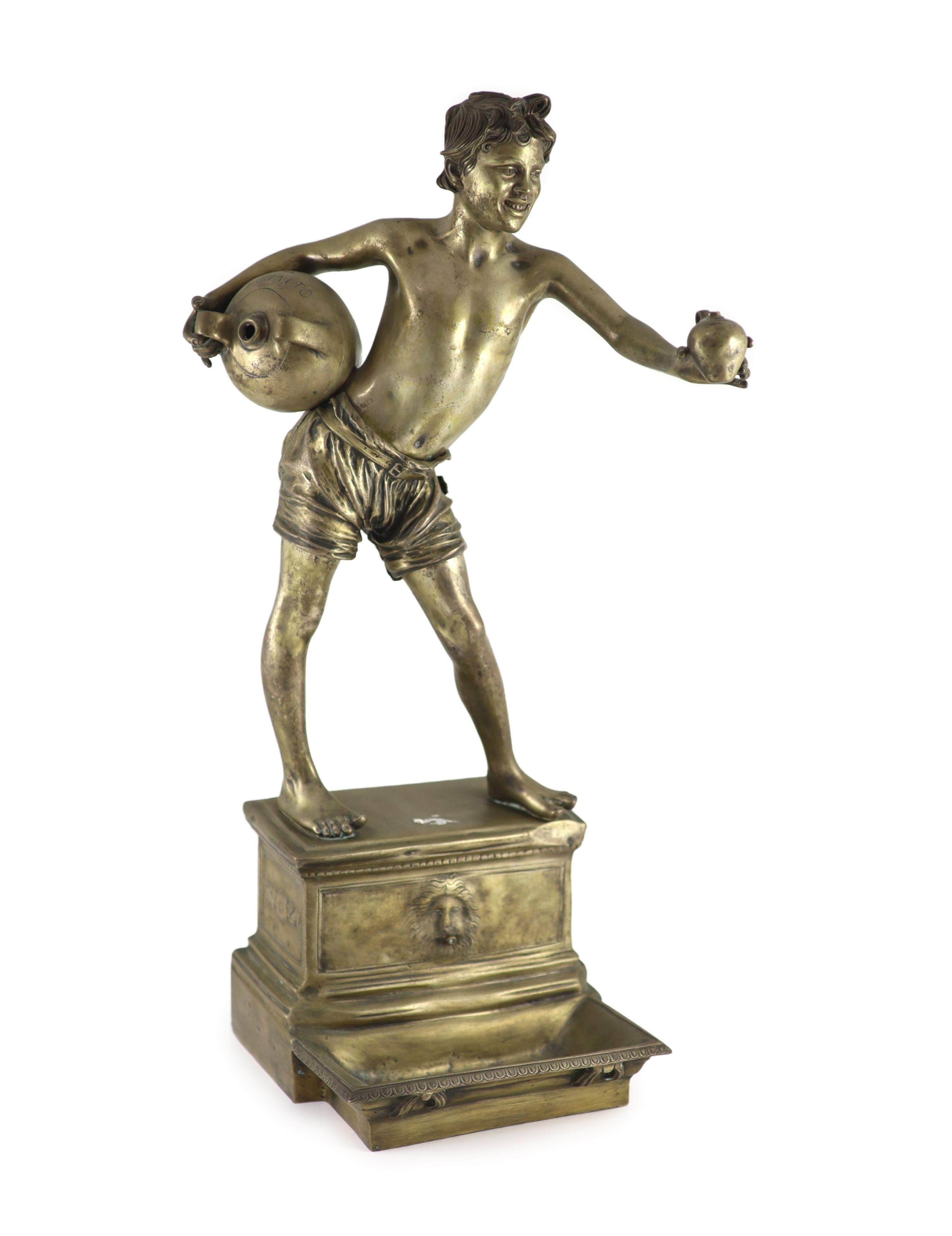 Vincenzo Gemito (Italian 1852-1929). A bronze figural sculpture 'L'Acquaiolo' (The Water Carrier), height 52cm